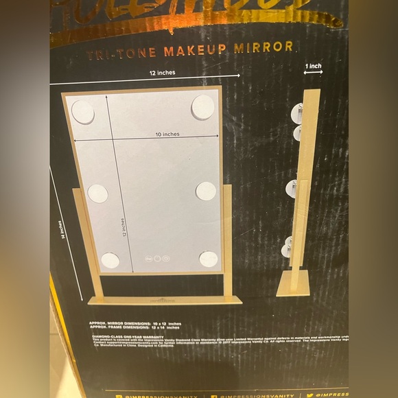 IMPRESSIONS VANITY Hollywood Tri-Tone Makeup Mirror Swivel Soft Touch Bronze - Picture 9 of 16